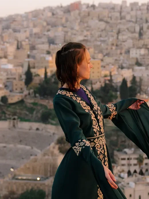 Kristin Bird above Amman, Jordan, at golden hour